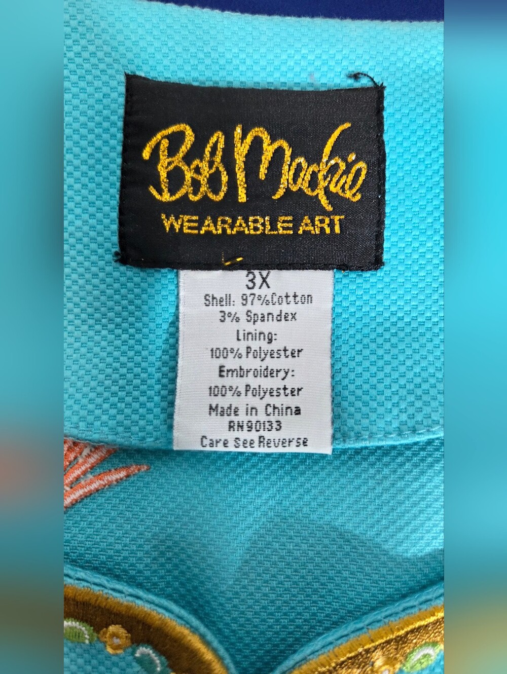 Vintage Bob Mackie Wearable Art Turquoise Elephant Embroidered Jacket - Picture 3 of 16